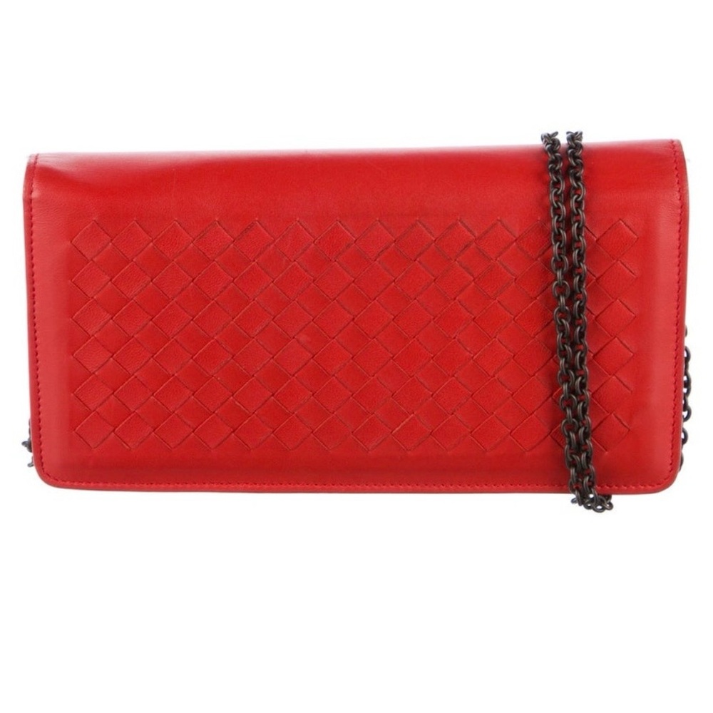 Bottega Veneta Intrecciato Red Woven Leather Clutch Purse - Picture 3 of 14